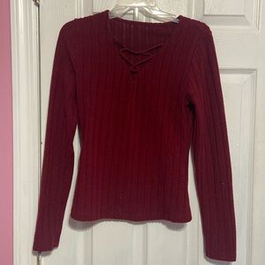 Maroon red long sleeve shirt